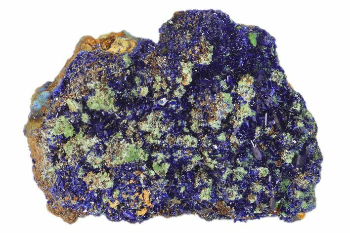 Sparkling Azurite Crystal Cluster with Malachite - Mexico #161320